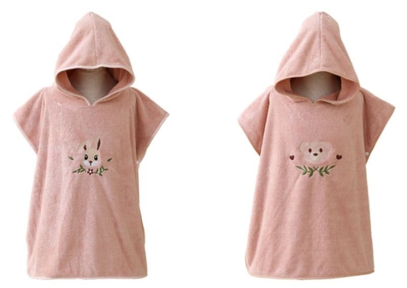 スリーパー 可愛い動物刺繍入りフード付き半袖スリーパー