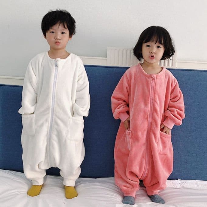 スリーパー 子供用ふわもこボアジッパー長袖スリーパー