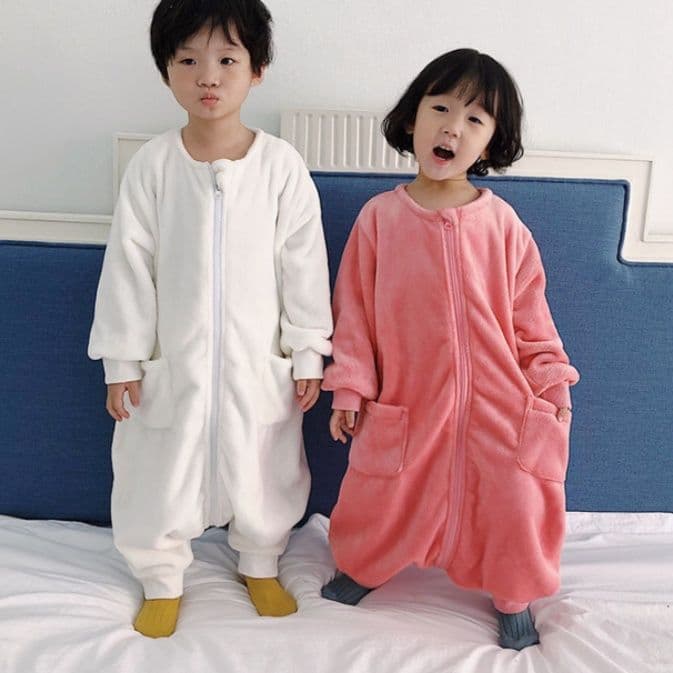 スリーパー 子供用ふわもこボアジッパー長袖スリーパー
