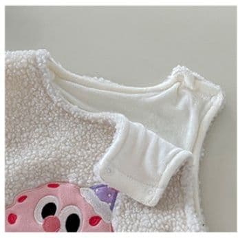 スリーパー 可愛い刺繍入りもこもこ足付き厚手スリーパー