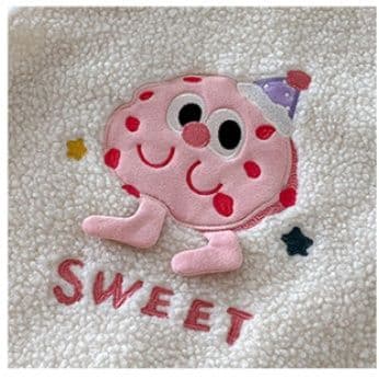 スリーパー 可愛い刺繍入りもこもこ足付き厚手スリーパー