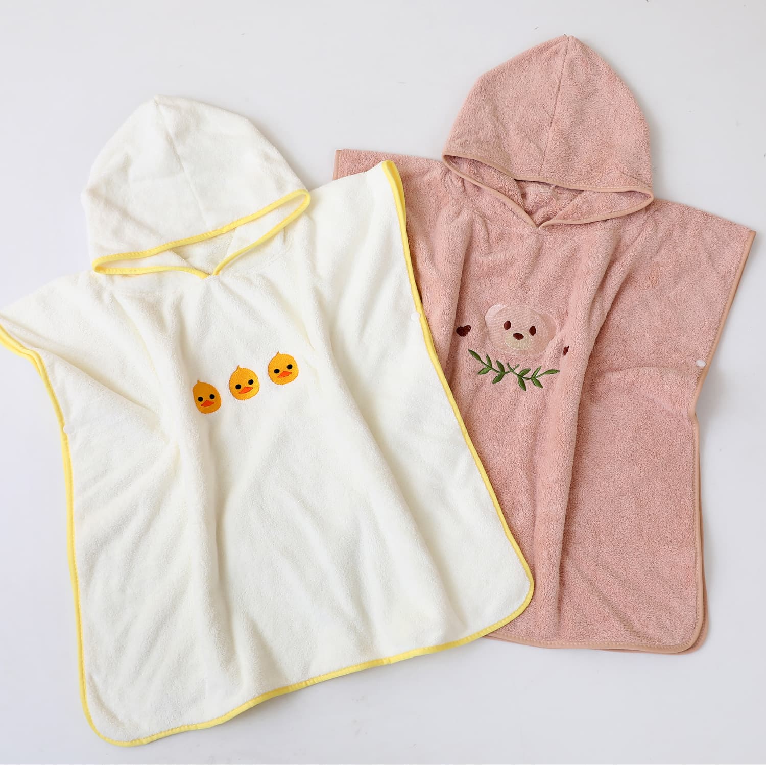 スリーパー 可愛い動物刺繍入りフード付き半袖スリーパー