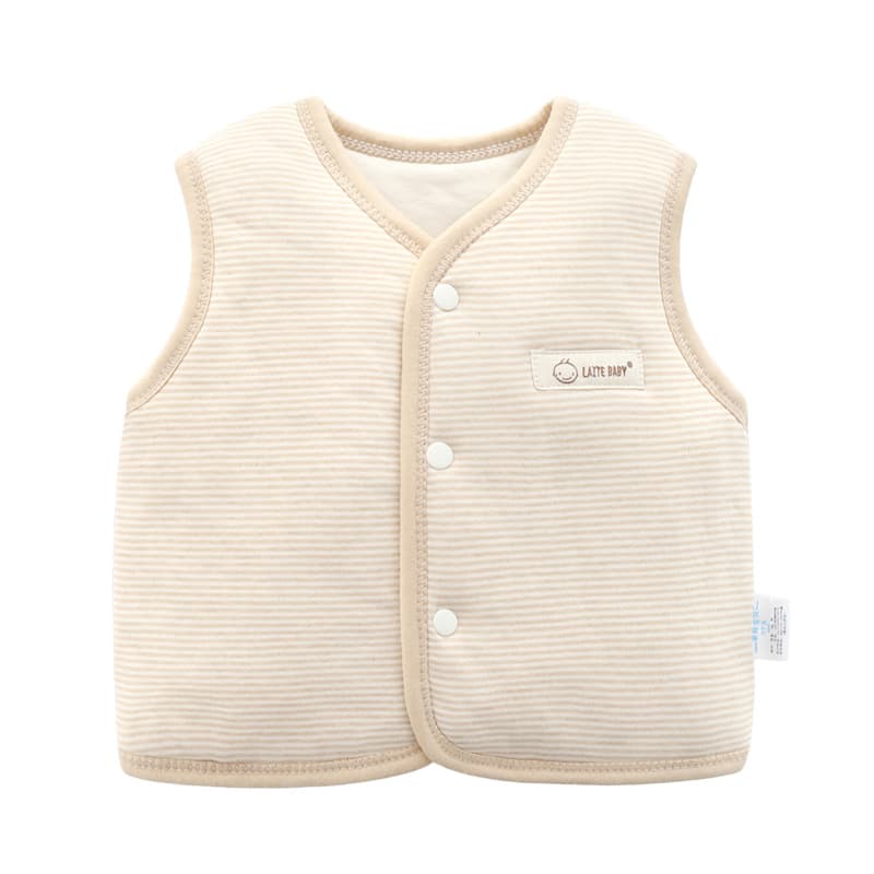 スリーパー 乳児用オーガニックコットン細ボーダーベストスリーパー